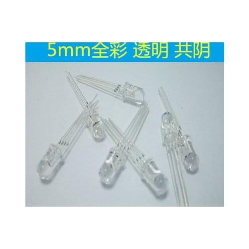 20pcs/lot Transparent F5 5mm 4pin Red Green Blue RGB LED Common Cathode Tricolor Emitting Lights Diodes