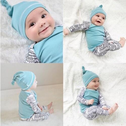 2017 Spring Baby Girl Clothes Newborn set Baby Boy Outfits Children Tracksuit Toddler Sport suit hat tops pants 3PCS 0-24M A129