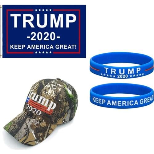 2020 Donald Trump for President Re-Election Keep America Great USA Flag Camouflage Cap Hat wristbands Set