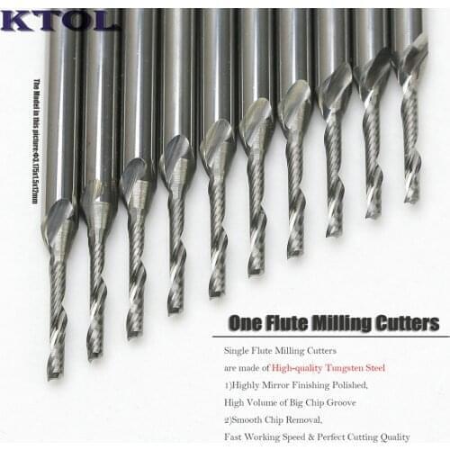 3.175mm Single Flute Solid Carbide End Mill Tools CNC Router Bits for Wood Acrylic 10pcs Micro Milling Cutters Set Ced0.8-1.5mm