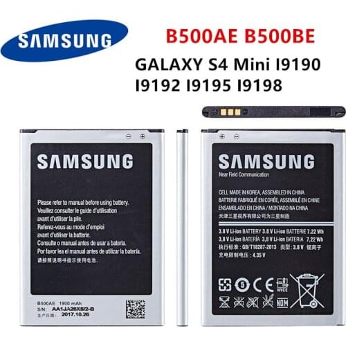 SAMSUNG Orginal B500AE B500BE Battery 1900mAh For Samsung Galaxy S4 Mini i9192 i9195 i9190 i9198 J110 I435 I257 B500AE 3 Pin