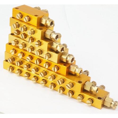 Aluminum 2 To 10 Ways 6mm Inlet 4mm Outlet Golden Color Adjust Lube Oil Piston Distributor Value Manifold Block for Lubrication