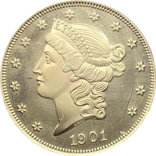 United States Liberty Head Double Eagle US 1901 1901 S Twenty Dollars With Motto In God We Trust Gold Coins Brass Copy Coins