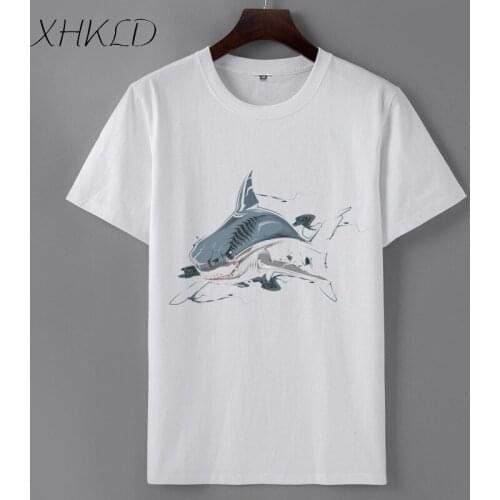 XHKLD Brand Clothing casual funny short sleeves t-shirt mens o-neck Black white Plus Size Slim tops tee homme camisetas hombre