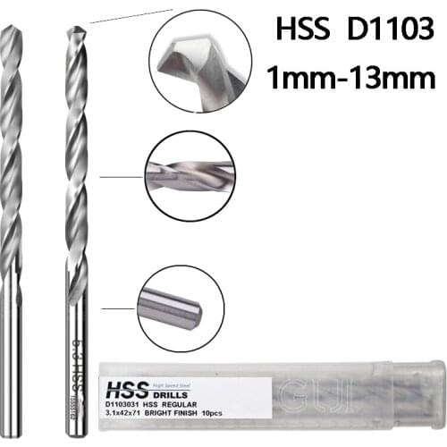 D1103 HSS Straight Shank Twist Drill 1 1.5 2 2.5 3.3 8 10 13mm Processing Steel Cast Steel Alloy Etc 100% Original 5Pcs 10Pcs