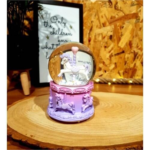 Unicorn Carousel Luminous Musical Friend Gift Snow Globe