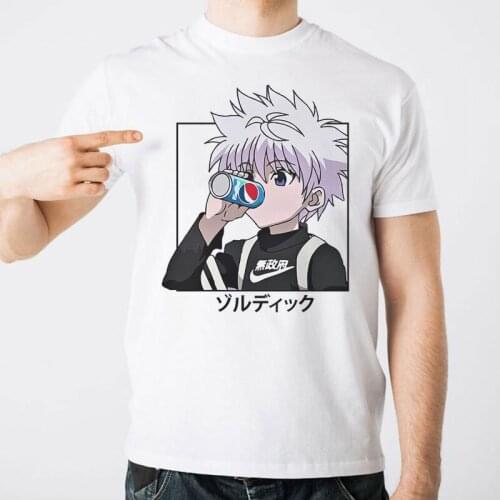 Men Women T-shirt Tops Kawaii Hunter X Hunter Tshirt Killua Zoldyck T Shirt O-neck Fitted Unisex Anime Manga Summer Punk Clothes