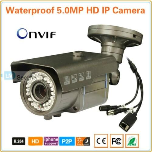 Hot Sale 5.0MP 2592*1920 H.264 Bullet Outdoor CCTV Security IP Camera Waterproof 40M IR,Megapixel Varifocal lens,ONVIF P2P POE