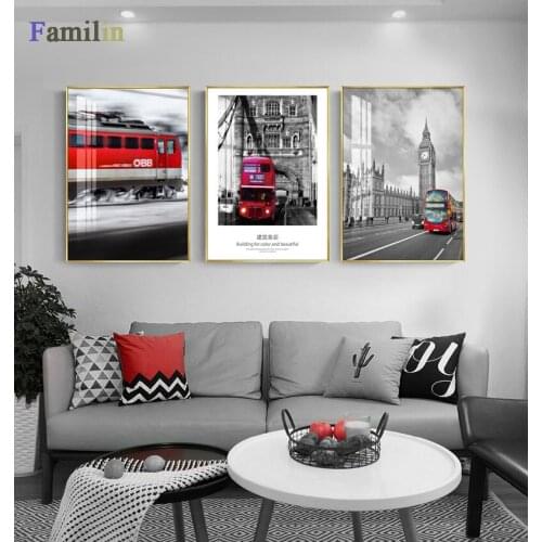 Nordic Style Pictures Red Golden Gate Bridge Night Landscape Painting Wall Art Poster And Prints Canvas Living Room Home Décor