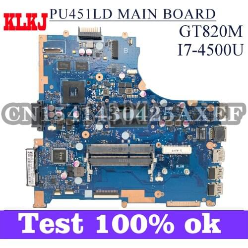 KLKJ PU451LD Laptop Motherboard For ASUS PU451LD PU451L Original Mainboard I7-4500U GT820M