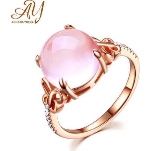 Anillos Yuzuk Silver 925 Jewelry Quartz Pink Crystal Ring Rose Gold Ring Edition Resizable 925 Sterling Silver Ring Jewelry