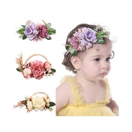 Cute Baby Flowers Pearl Headband Chiffon Hair Bands for Kids Girls Headwear Cute Headbands Diamond Hairbands Gift Photography