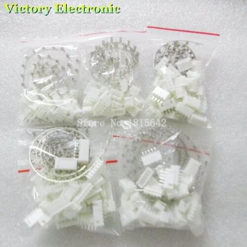 100Sets/Lot Mix Kit XH 2.54 2P 3P 4P 5 P 6P 2.54MM Spacing Leads Header Housing Pin header Socket