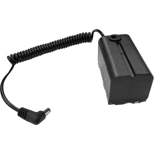 NP-F750 Dummy Battery DC Coupler Connector Spring Cable Battery Replacement for Monitor External Power Supply