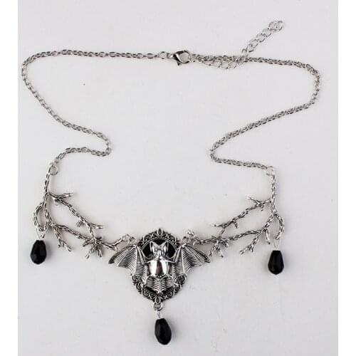 Gothic Geometric Sliver Color Bat Necklace Mysterious Energy Punk