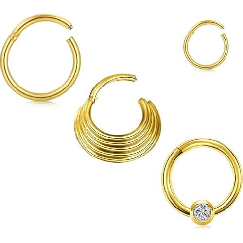 16G Septum Clicker Nose Rings Hoop Cartilage Tragus Septum Ring Body Piercing Jewelry Nose Piercing Fake Piercing Oreja Pircing