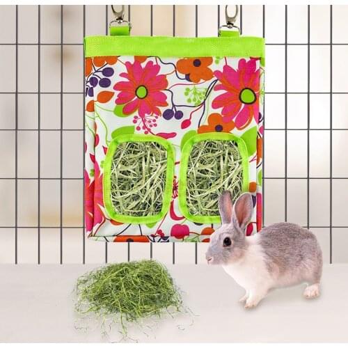 Hay Bag Hanging Pouch Feeder Holder Feeding Dispenser Container For Rabbit Guinea Pig Hamster Small Animals Pet Feeding Bag