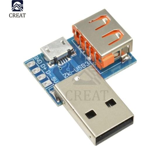 Micro USB to USB Type A Male to USB Type A Female to 2.54mm 4Pin Header Terminal Interface Converter Module Breakout Board