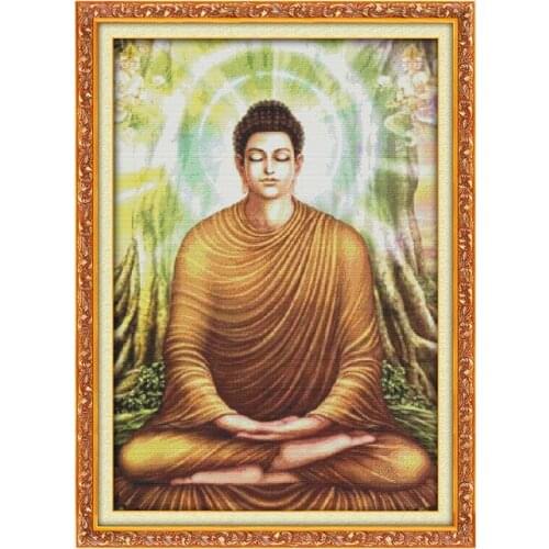 Joy Sunday Counted Cross Stitch Sakyamuni Embroidery Needlework Kits Stamped 11CT 14CT Printed Fabric Thread Home Decoration Set