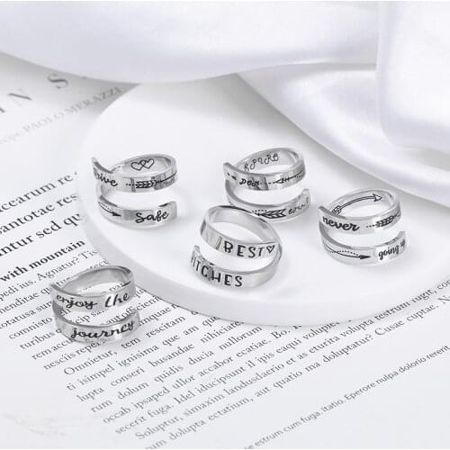 Size 9 Fashion Stainless Steel Jewelry Engraving Ring Factory Direct Sales
