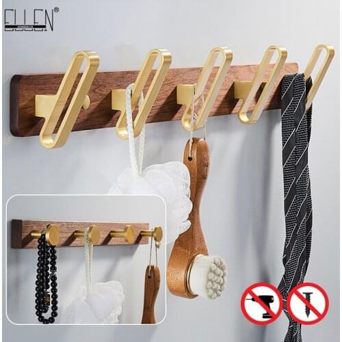 ELLEN Luxury Robe Hooks Brush Gold Wood Cloth Hanger Bathroom Storage Towel Holder Door Hanger EL1122