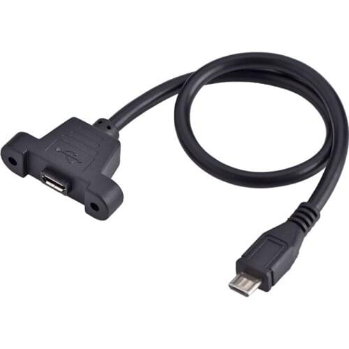 Retail Micro-USB 5Pin Male to Female w/Screw Hole Panel Mount Extention Cable