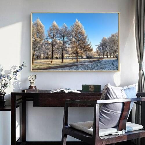 SELFLESSLY Winter Landscape Painting Snow Tree Wall Art Forest Pictures For Living Room Modern Canvas Prints Home Decor