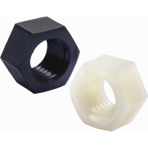 50Pcs DIN934 M2 M2.5 M3 M4 M5 M6 M8 M10 M12 Black/White Nylon Hex Nut Hexagon Plastic Nuts