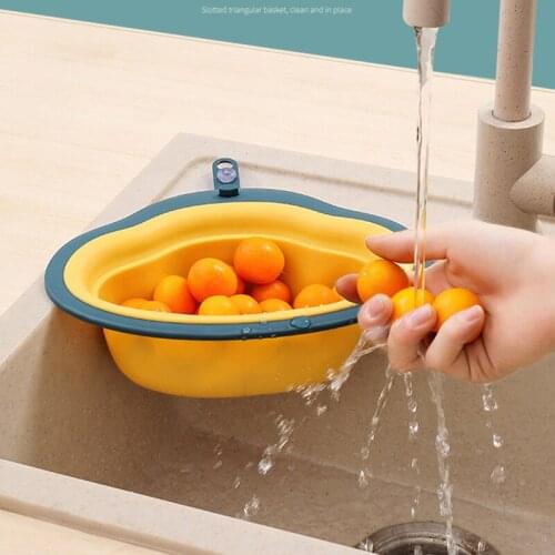 Suction Cup Kitchen Sink Strainer Drain Vegetable Fruit Drainer Basket Sponge Holder Storage Rack Sink Filter Kitchen Tool