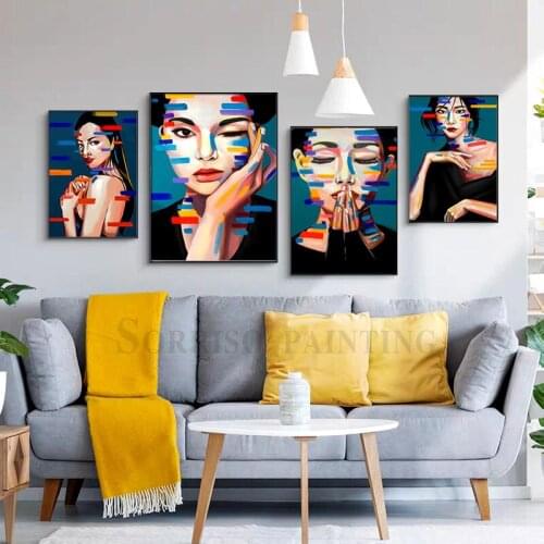 Modern Girl And Woman Canvas Oil Painting Nordic Hallway Wall Art Prints For Living Room Pictures Corridor Home Decor Posters