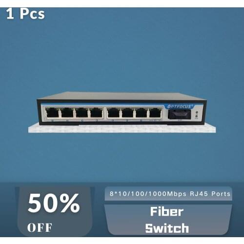Fiber Optic Fast Ethernet Network Switch 8*10/100/1000Mbps RJ45 Ports SM 20KM Switcher