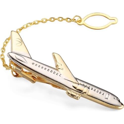 High-end brand mens tie clip vogue wedding shirt tie pin accessories gold plane tie clips classic design style