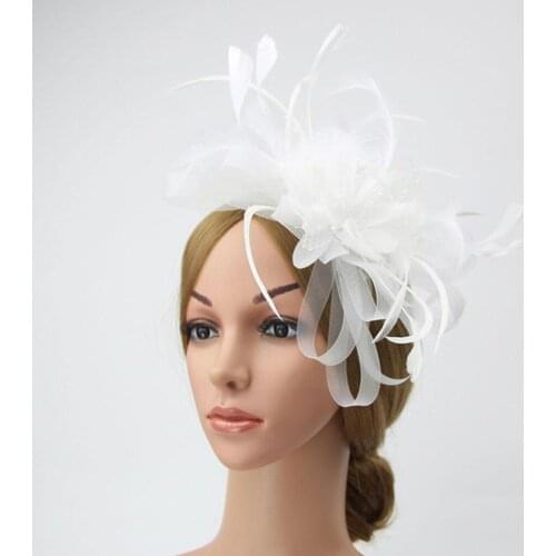 Vintage Elegant Flower Fascinators On Headband Hairpins Clips 1920s Wedding For Party Role Feather Movie Hair Gift D6Y5