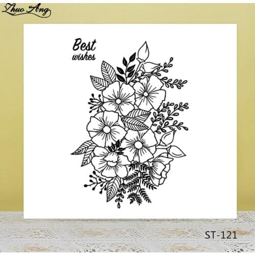 ZhuoAng Blooming flowers Transparent Clear Silicone Stamp/Seal for DIY scrapbooking/photo album Decorative clear stamp