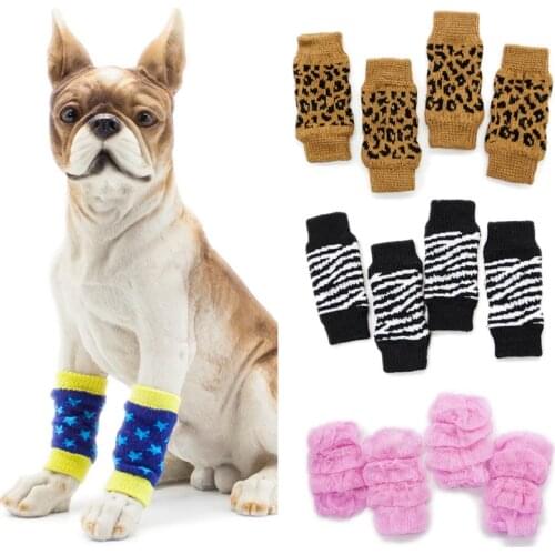 2Pairs Pet anti-dirty Leggings Knee Dog booties Socks Teddy Leg Sock Winter Warm Leg Protector Dogs Cat Puppy Socks Cover Sleeve