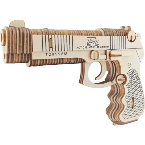 1:1 Wooden Assembled Toy Gun 3D Puzzle DIY Handmade Toy Institution Building Toys