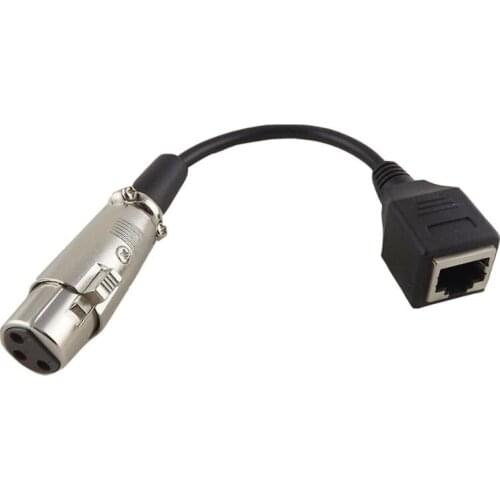1pc XLR 3 Pin Female To RJ45 Female Jack Network Connector Adapter Cable Cord For LED 15cm