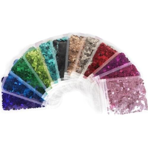 12 Colors Heart Resin Art Glitter Flakes Resin Epoxy Mold Art Decorations Jewelry Making Holographic Nail Art Glitter Sequins