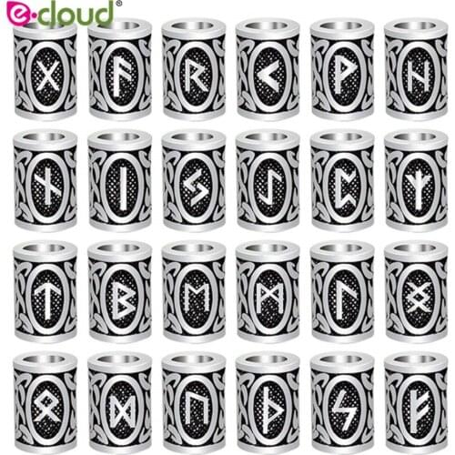 24pcs/bag Hair Braid Dreadlock Beads Clips Cuff Viking Rune Pattern Design Ring Tubes For Braiding Hair Extension Accessories