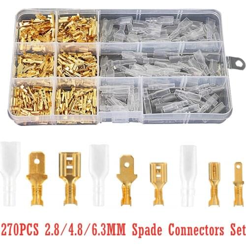 270/135/120pcs 2.8/4.8/6.3mm Crimp Terminals Insulated Seal Electrical Wire Connectors Crimp Terminal Connector Assortment Kit