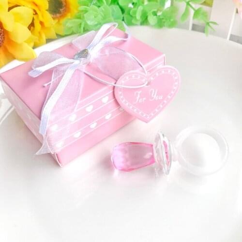 FREE SHIPPING 12pcs/Lot Pink Crystal Nipple Baby Love Crystal Pacifier Baby Girl Shower Favors First Communion Gift