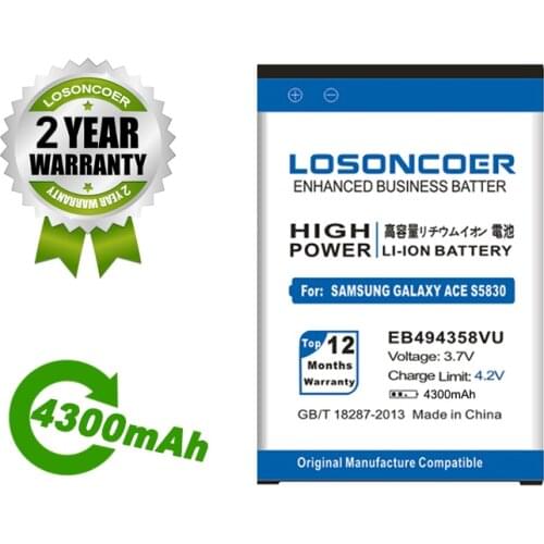 4300mAh EB494358VU Battery For Samsung Galaxy Ace S5830 S6802 B7510 I569 I579 I619 S5660 S5670 S5830I S5838 S6108 5830 S7510