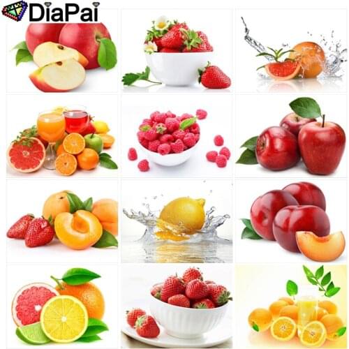 DIAPAI Diamond Embroidery DIY Diamond Painting Cross Stitch Kit "Fruit scenery fruit juice"5D Needlework Diamond Home Decoration