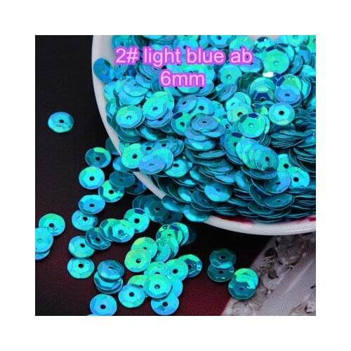 Loose Sequins 50g 6mm Cup Round Sequins Paillettes Sewing Decoration Artesanatos Acessorios 2# Light Blue AB-M