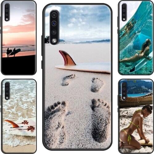 Beach Surf Board Ocean Waves Case For Samsung A52 A72 A42 A32 A12 A51 A71 A50 A70 A02S A21S S20 Plus FE S21 Ultra Cover