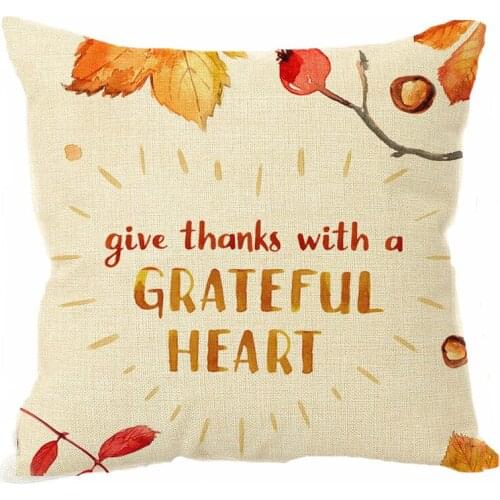 Thanksgiving Day Decoration Throw Pillow Water Color Flowers Autumn Harvest Celebration Sofa Cushion Home Decor Linen Pillows