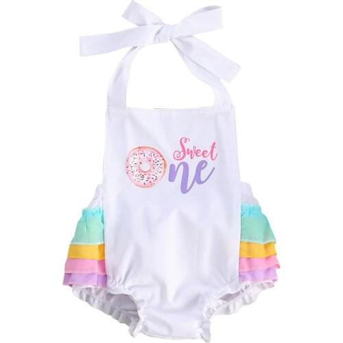 FOCUSNORM 0-24M Newborn Baby Girls Boys Birthday Party Bodysuits One Letter Print Sleeveless Jumpsuits