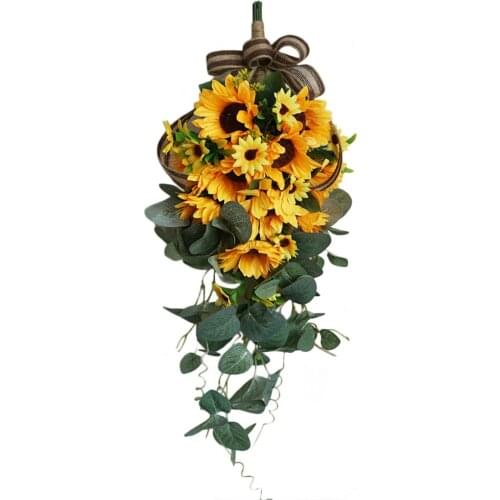 Artificial Wedding Arch Flowers Sunflower Bouquet Wall Hanging Drooping 48cm X 21cm Courtyard Decoration