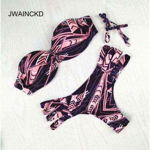 JWAINCKD Bikini Set New Sexy Push Up Swimwear Women Swimsuit Female Bandage Beachwear Adjustable Shoulder Strap Bathing Suits