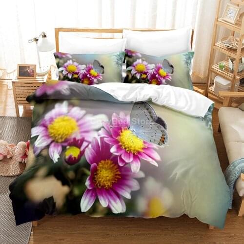 Butterfly Flower Bedding Set Modern 3d Duvet Cover Sets Comforter Bed Linen Twin Queen King Single Size Kids Adult Gift Scenery